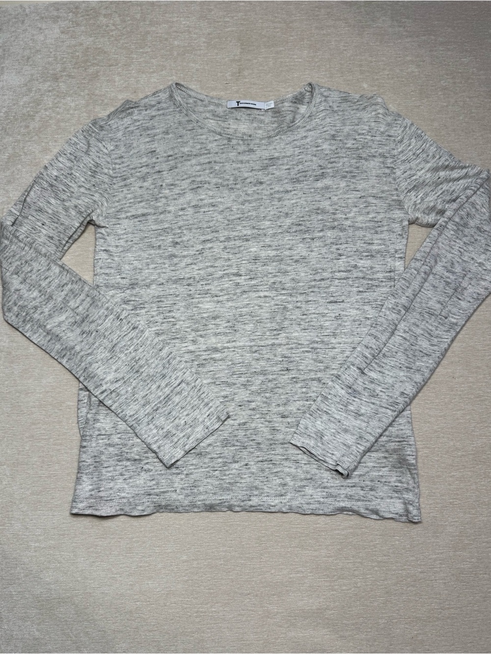 Alexander Wang Heathered Light Gray Long-Sleeve Knit Top